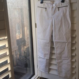 White stretch cotton pants